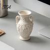 Tabletop Ornament for Hallway 3D Printed Ancient Greek Relief Vase, Imitation Marble Flower Vase with Petg Material Decorative Vessel Mythical