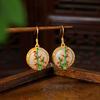 Colorful Enamel Bamboo Jade Earrings: Qipao Hanfu Style with 925 Silver Hooks