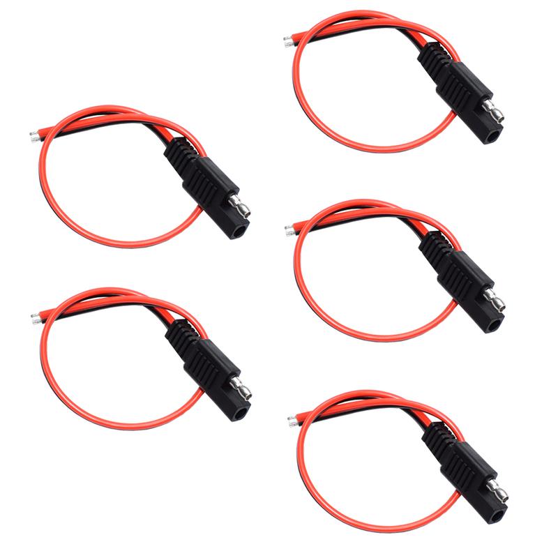 5 PCS SAE Power Automotive Extension Cable 18AWG 30CM 2 Pin with SAE Connector Cable Quick Disconnect Extension Cable