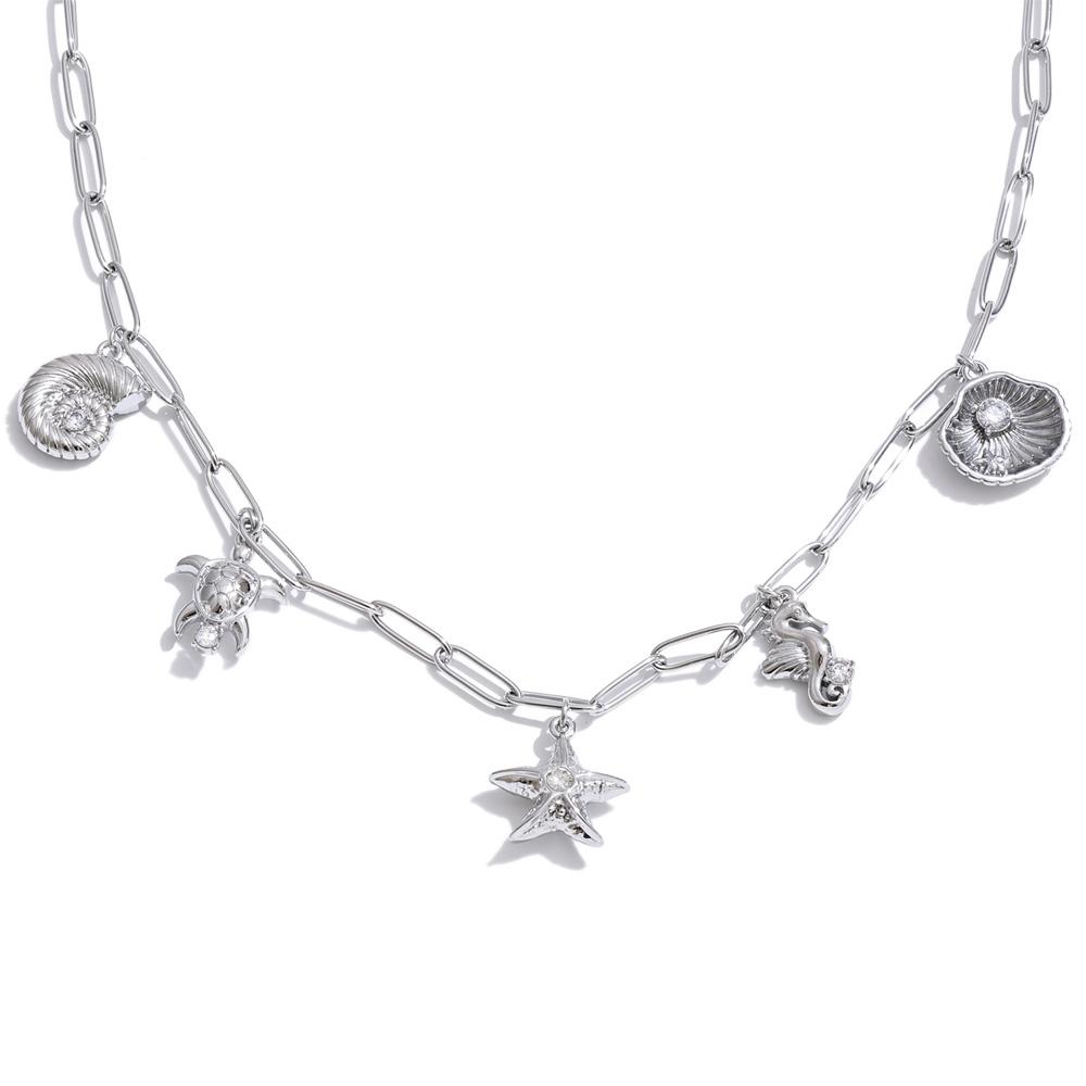 

Yhpup Ocean Series Stainless Steel Zirconia Conch Shell Starfish Drop Charm Necklace 16K Gold Platinum PVD Plated Summer Jewelry