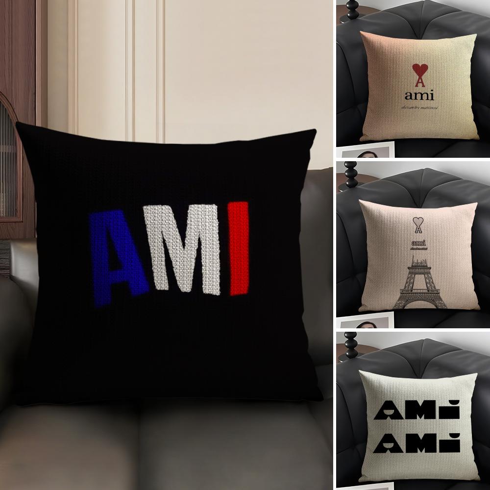 Fashion Luxury AAmi Brand Cushion Cover Natural Linen Organic Fabric DoubleSided Printing Sofa Home Decor Gift Pillow Case