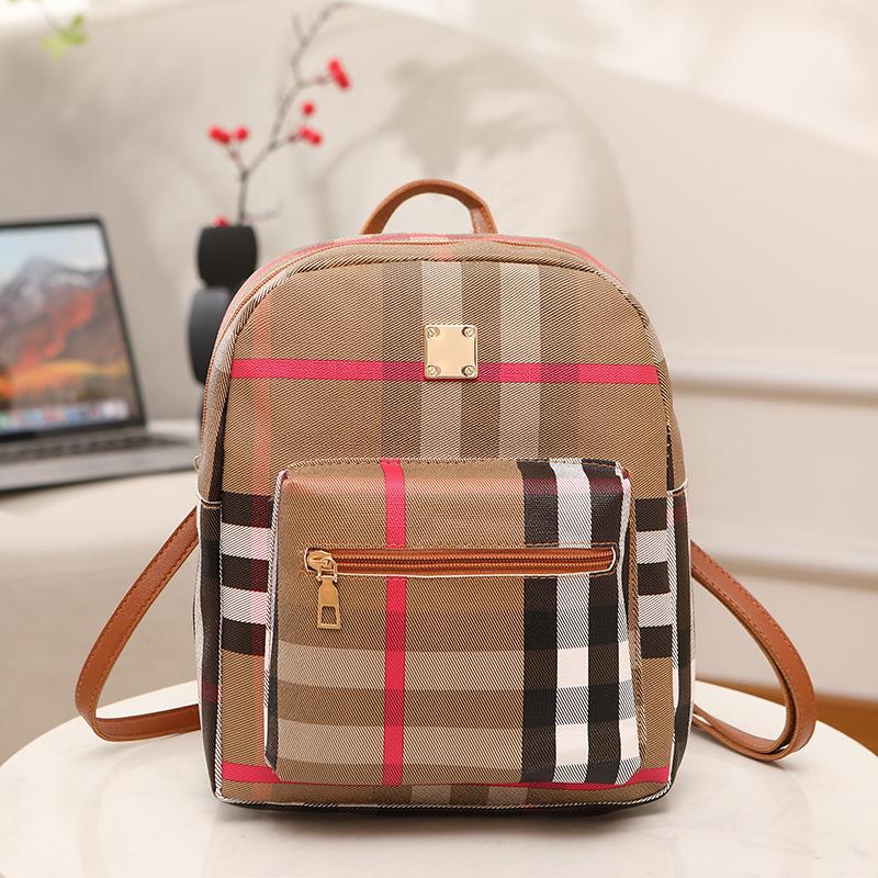 Women's backpack summer and autumn new trend fashion plaid print backpack handbag one piece