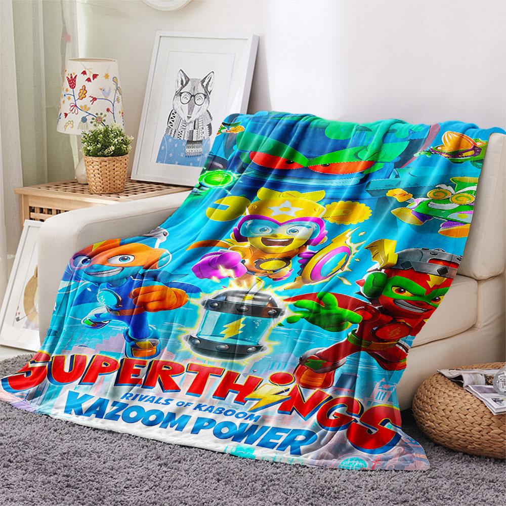 1PC Superthings Patterned Flannel Blanket Suitable For All Seasons for Home Decor Warmth and Comfort Gifts Holiday Present