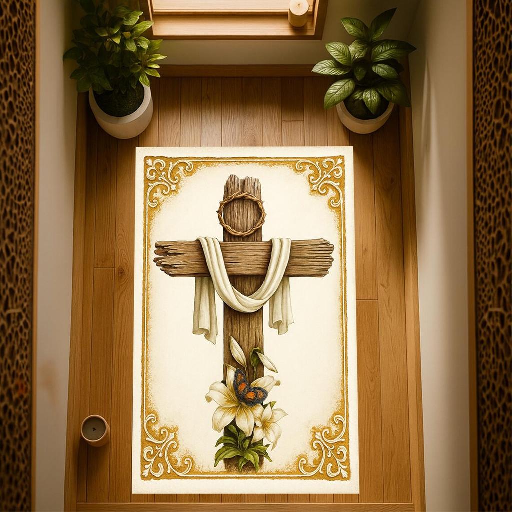 Christian Prayer Mat Area Rug Anti Slip Machine Carpet Bedroom Living Room Bathroom Dormitories Floor Mat