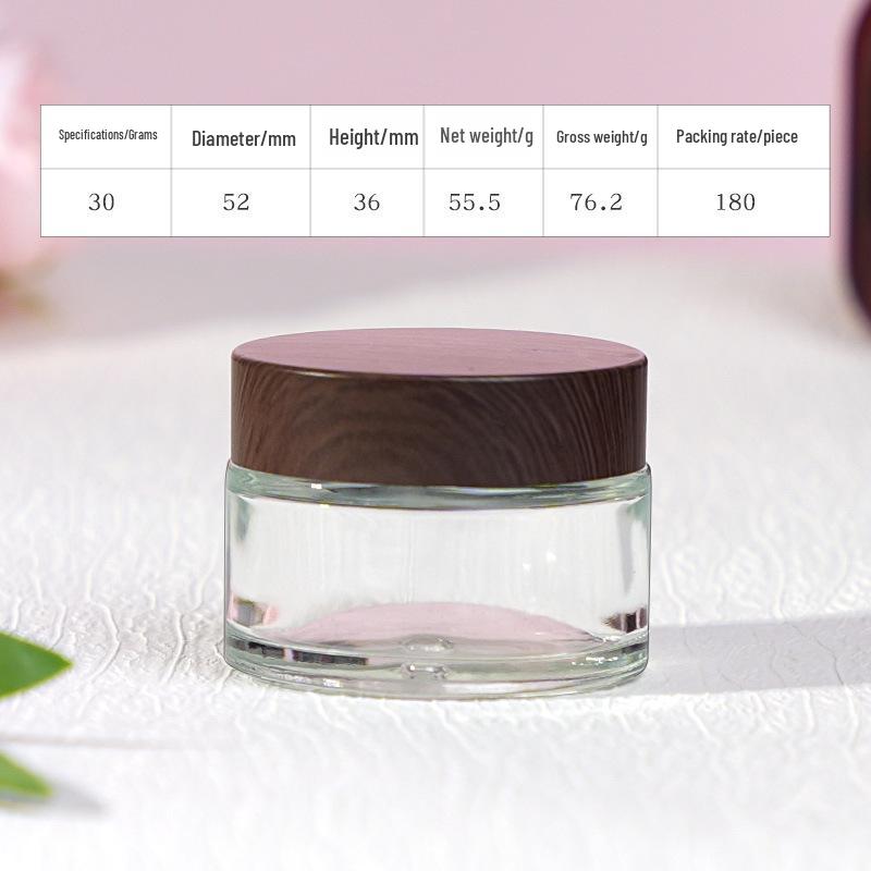 Travel Size Cosmetic Cream Bottle with Wood Grain Lid for Skincare and Makeup Remover
