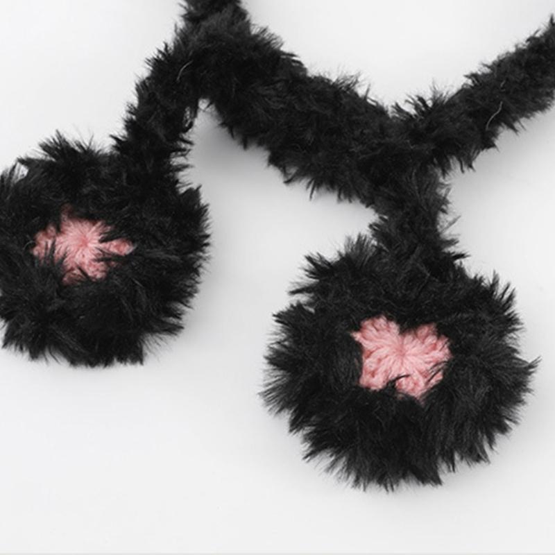 Couvre-tête de dessin animé poilu avec oreille pour sports de plein air Chapeau rayé avec oreille Couvre-chef surdimensionné Chapeau pour l'hiver