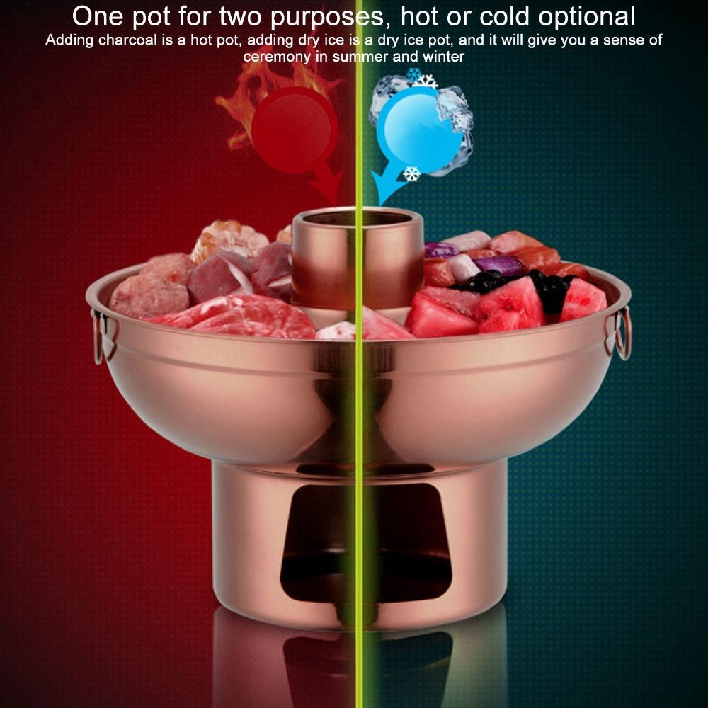 Rose Gold Dry Ice Hot Pot 410 Stainless Steel Dessert Fondue Pot Chinese Hot Pot  Home Kitchen
