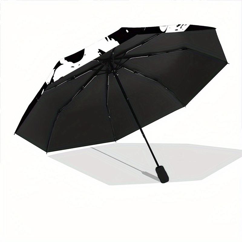 1pc Skull Art Automatic Open/close Folding Compact Umbrella, 8-Rib Sturdy Canopy, Lightweight Portable, Everyday Use, Gift, Outdoor Umbrella, Travel E
