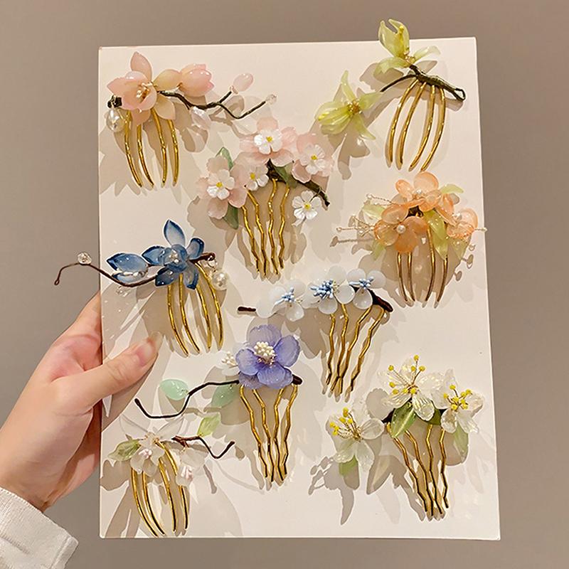 Classical Hair Comb Chinese Style Hair Stick U Shape Flower Cheongsam Hairpin For Hanfu Accessories