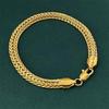 6mm Gold Plated Dragon Bone Chain Bracelet 24K Gold Plated Braided Chain Lobster Clasp