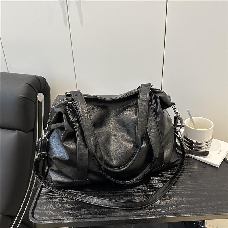 

Solid color simple casual versatile unisex daily large-capacity storage bag going out handbag shoulder messenger bag чёрный
