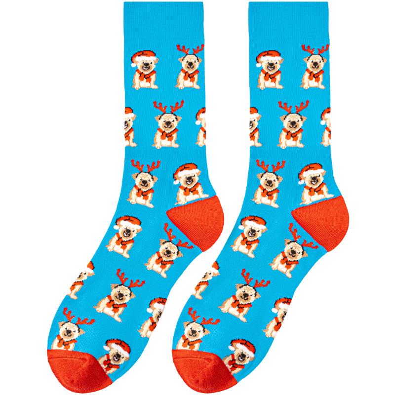Plus Size Mid-Calf Christmas Dog Socks - European & American Style for Women & Men