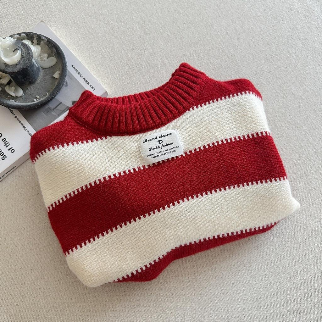 Boys Warm Knit Sweater for Fall Winter Striped Base Layer Holiday Outfit for Toddlers