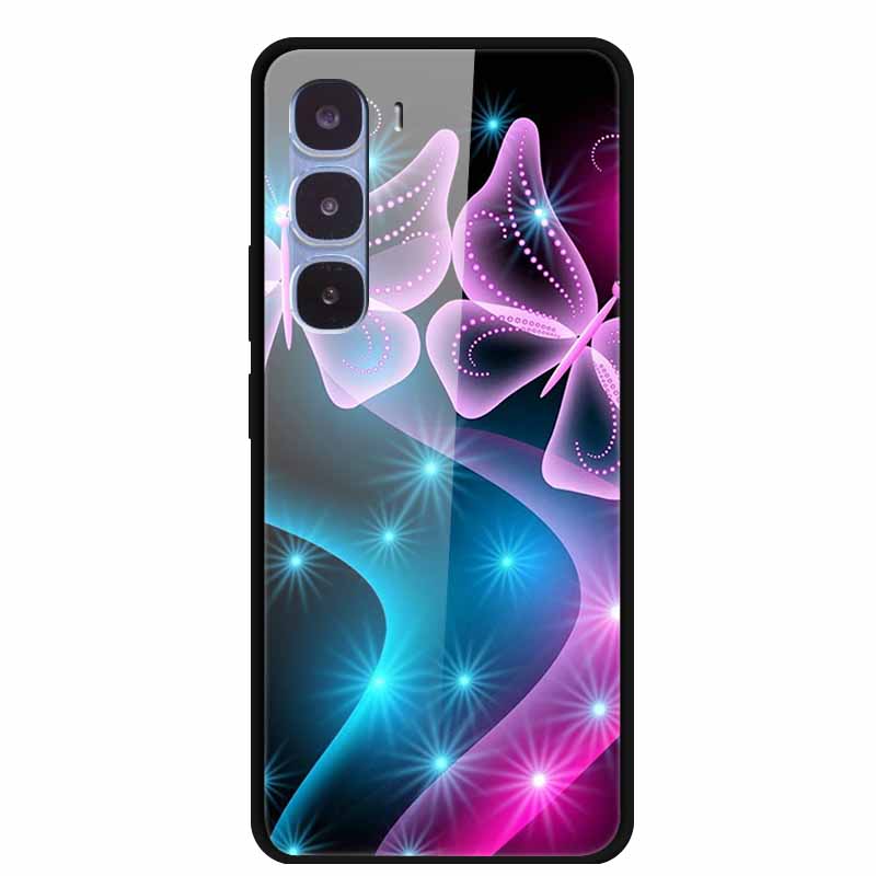 Funda de Lujo Para Infinix Hot 60 Pro X6885 Cubierta de Cristal Templado para Fundas de Teléfono Infinix Hot 60 Pro Animales de Moda Protectora Funda