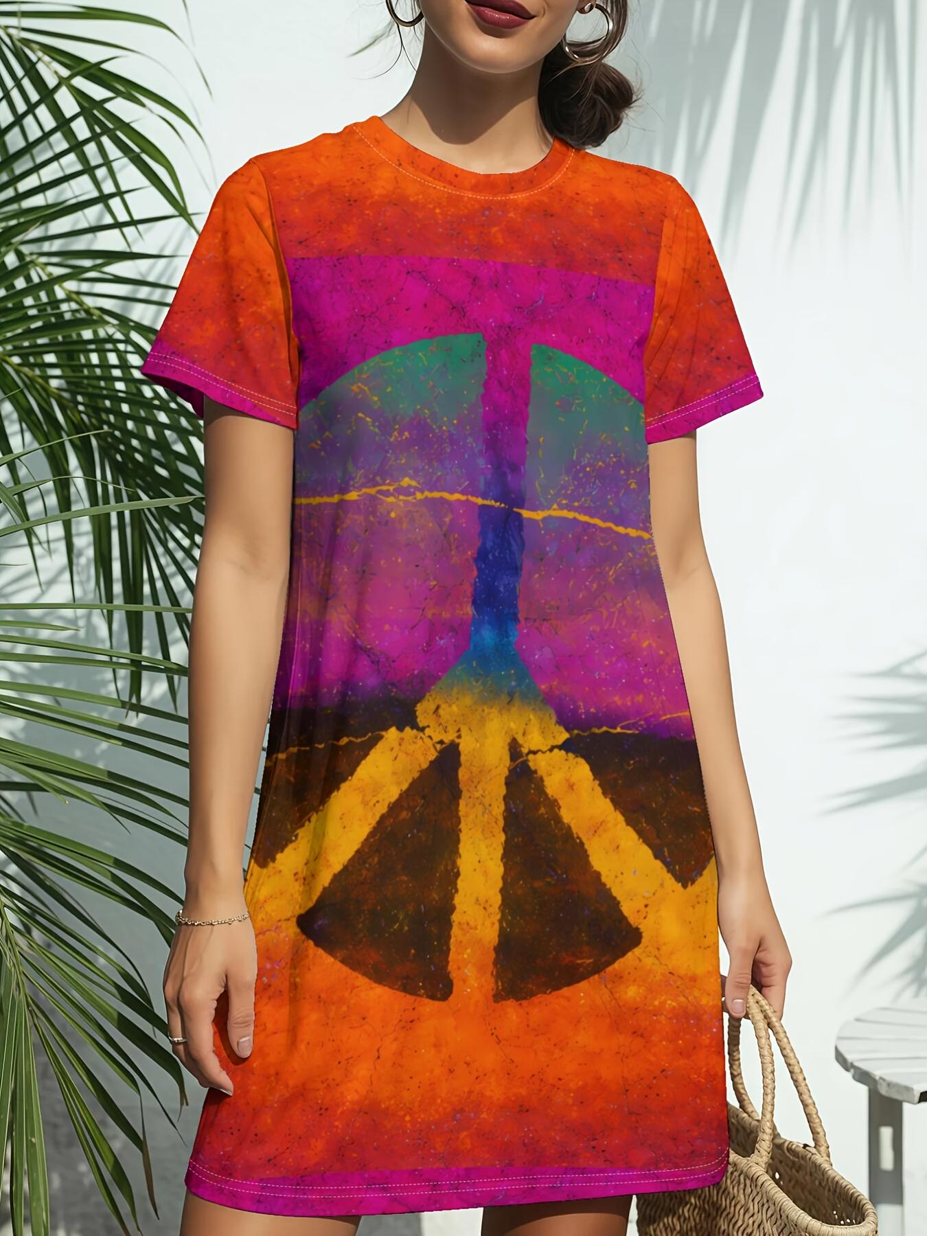 

Peace SignNew Women s Short Sleeve T-Shirt Dress with Peace Sign Print - Round Neck Casual -Line Dress Suitable for Daily Wear. Dating ; Birthday Gift L дубильна кора
