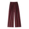 Vintage Fashion Plaid Casual Pants Versatile Ankola Red Loose Wide Leg Pants High Waist Skinny Lazy Straight Pants