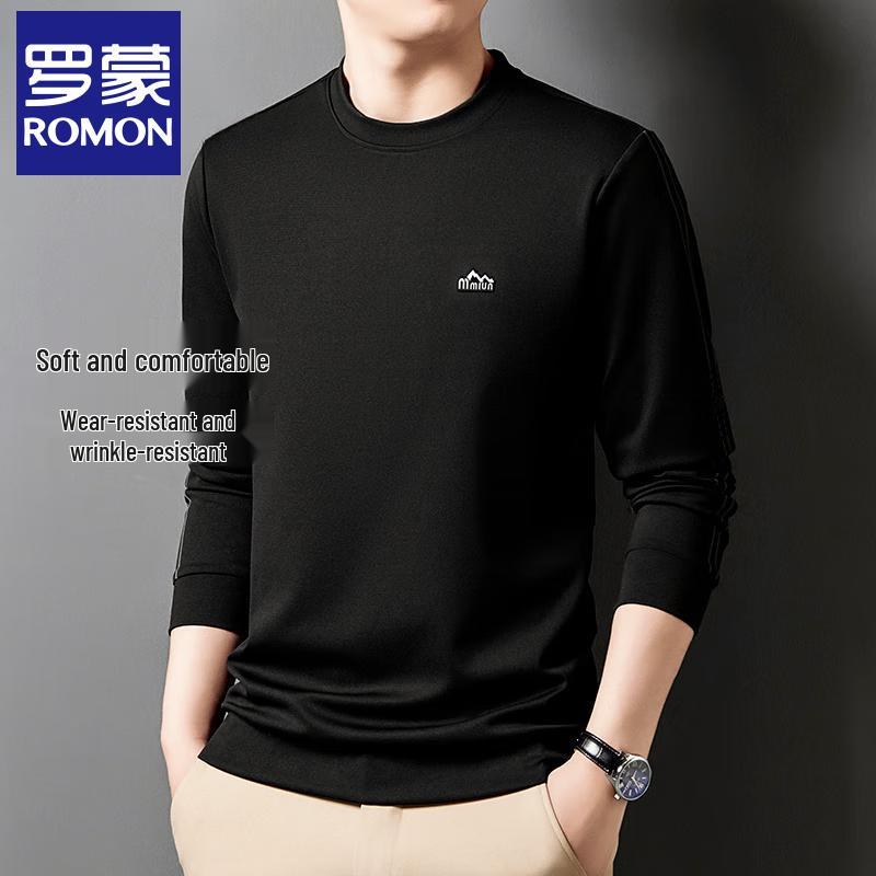 ROMON Men's Round Neck Long Sleeve Casual Top