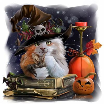DIY 5D Diamond Painting Halloween Cat Cross Stitch Diamond Mosaic Full Embroidery Animals Picture Rhinestones Handmade Art Home Decor
