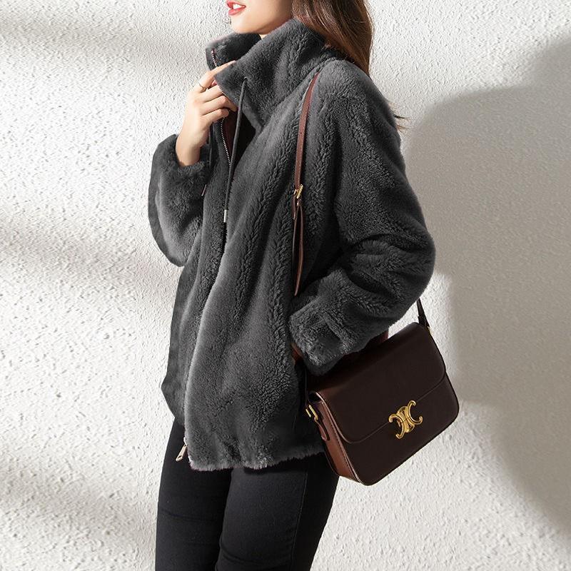 Winter Fleece Thickened Double-sided Fleece Stand-up Collar Thermal Sweater Cardigan Zipper Jacket
