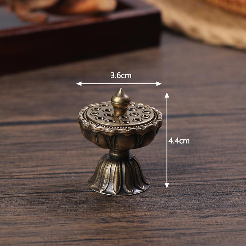 Antique Incense Burner Buddhist Hollow Incenses Holder With Cover Chinese Ancient Mini Censer Ornaments Home Office Decoration