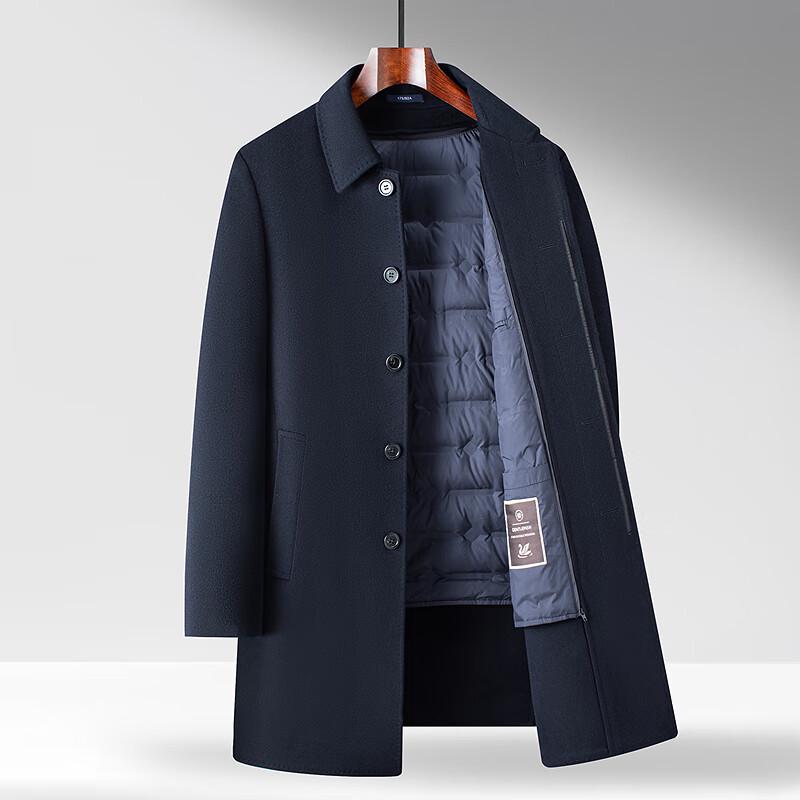 Men's 3-in-1 Wool Blend Overcoat with Detachable Goose Down Liner