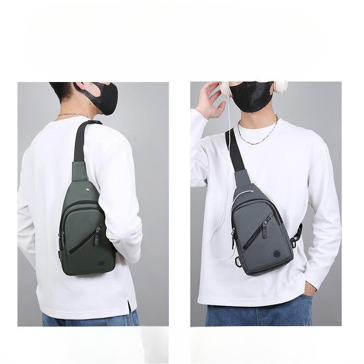 Korean Fashion Men's Chest Bag Simple Commuter Messenger Bag Multi-layer Storage Portable Travel Shoulder Bag.