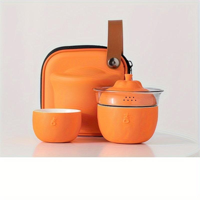 

Керамический чайный сервиз, 3 шт., портативный дорожный чайный сервиз, небольшой чайный сервиз для кемпинга, кемпинга, чайник для заваривания чая, чашка для экспресс-чая, портативный чайный пакетик для домашнего туристического лагеря