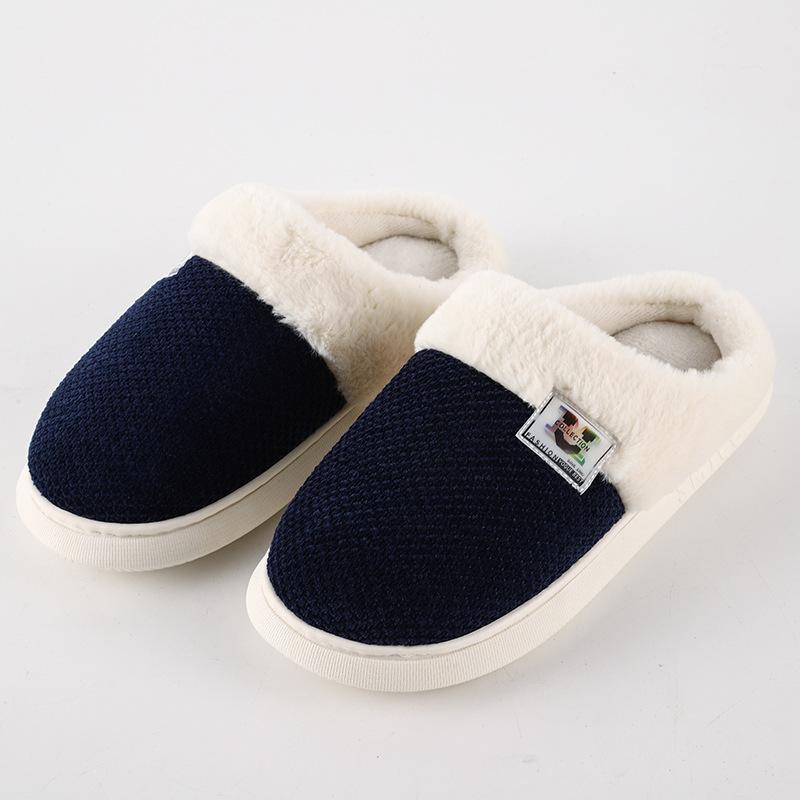 Men's and Women's New Autumn and Winter Slippers, Knitted Baotou, Thick-soled Slippers, Home Breathable and Warm Couple Shoes