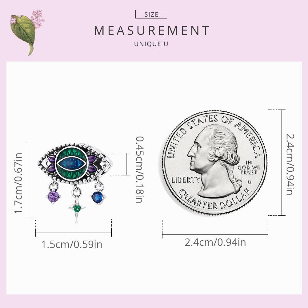 Bamoer Genuine 925 Sterling Silver Vintage Trendy Demon Eye Charm Pendant Fit for Original Bracelet & Bangle Women Fine Jewelry