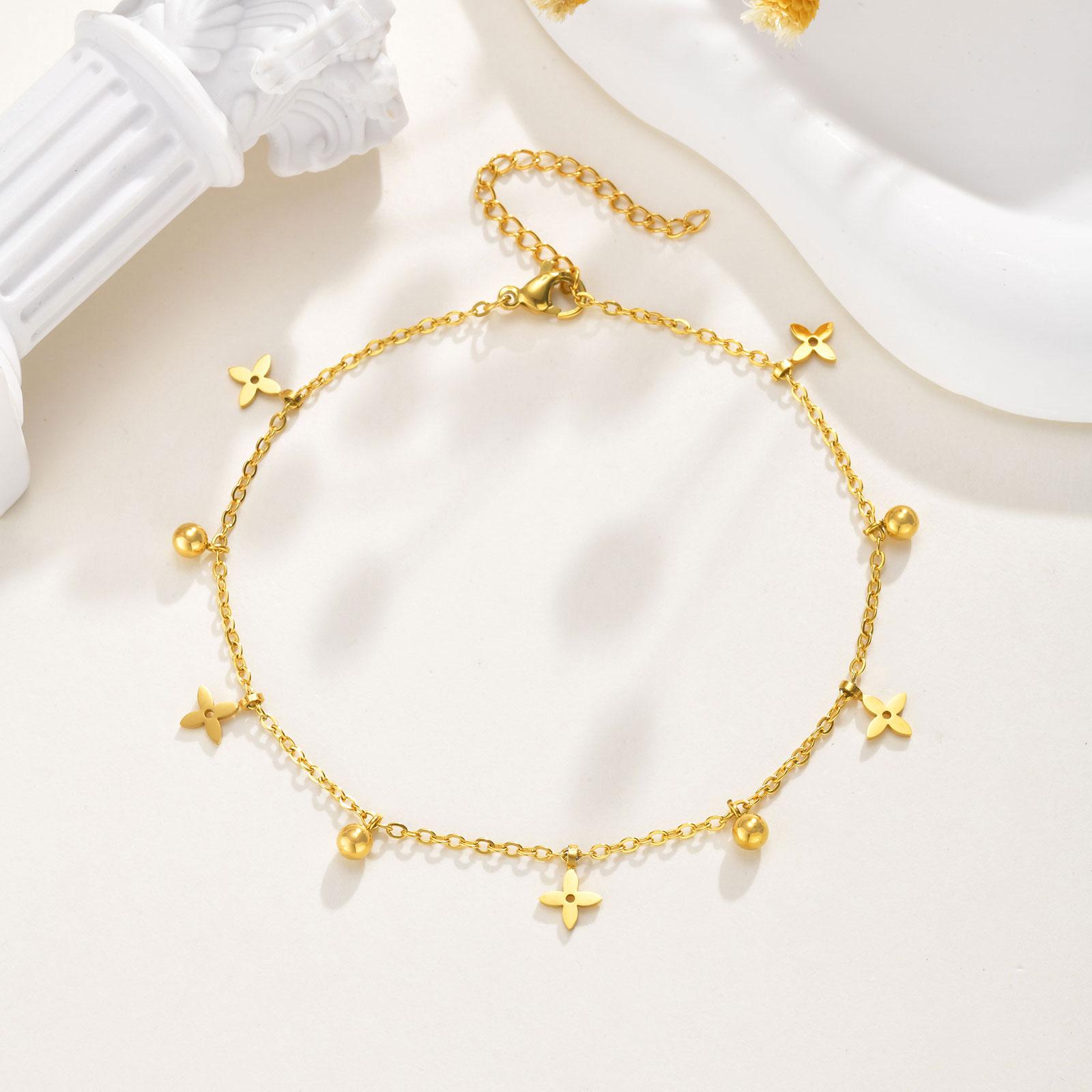 

Chic Zircon Flower Anklet for Women Girls,Holiday Beach Stainless Steel Butterfly Cross Crown Bead Anklets,Fashion Jewelry Gifts