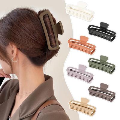 Women's Matte Round Square Hair Clip 13cm