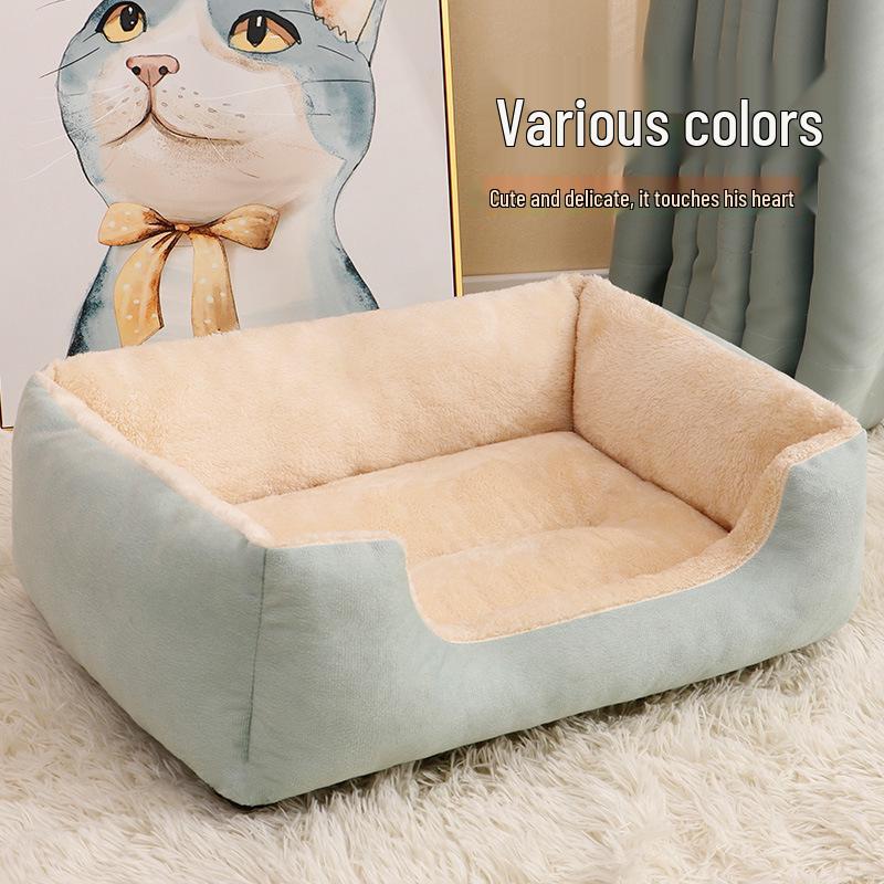 Thickened Plush Pet Bed: Warm Square Mattress for Small & Medium Dogs and Cats