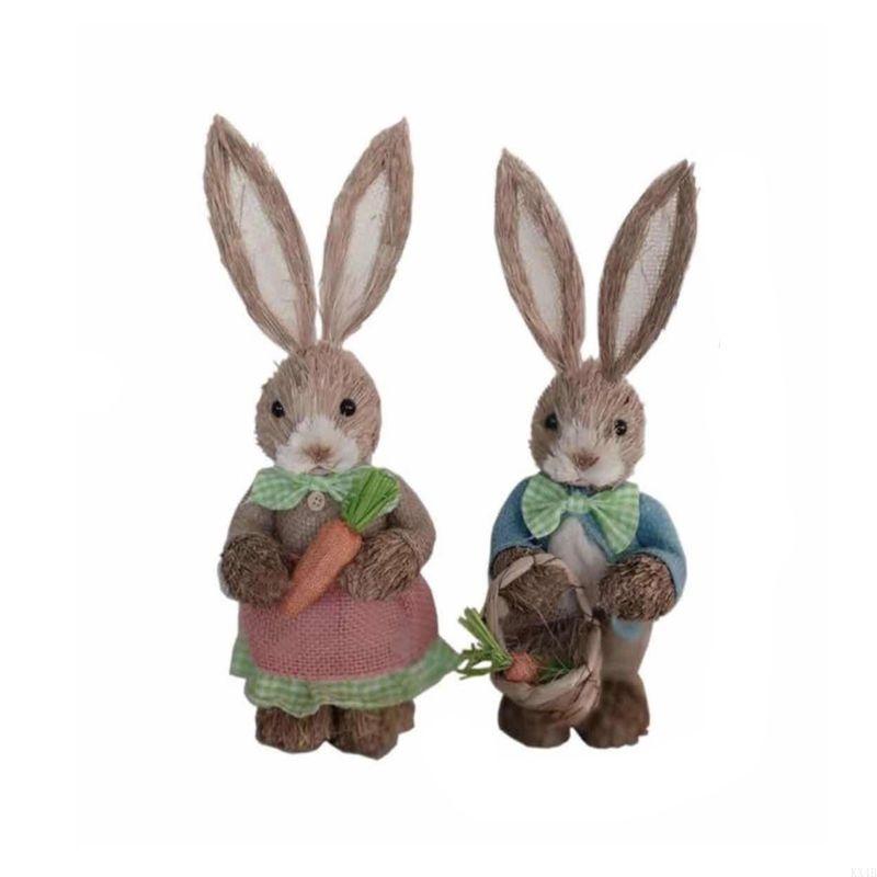 KX4B Easter Bunny Easter Straw Rabbit Straw Easter Bunny for Doll for Photo Props 16