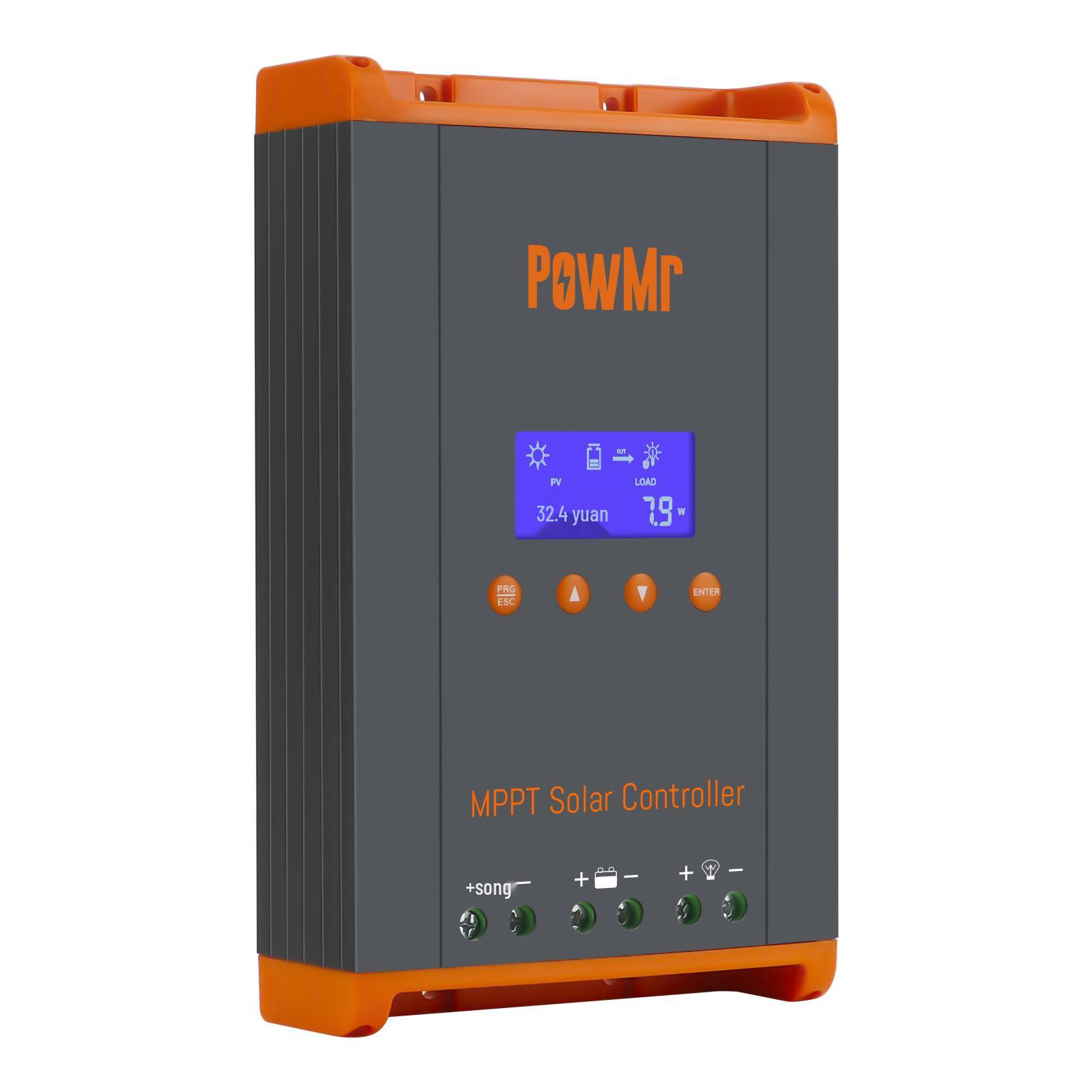 

PowMr 60A MPPT Solar Controller, Expandable to 120A for 12V-48V Systems, Ideal for RVs and Cross-Border Applications
