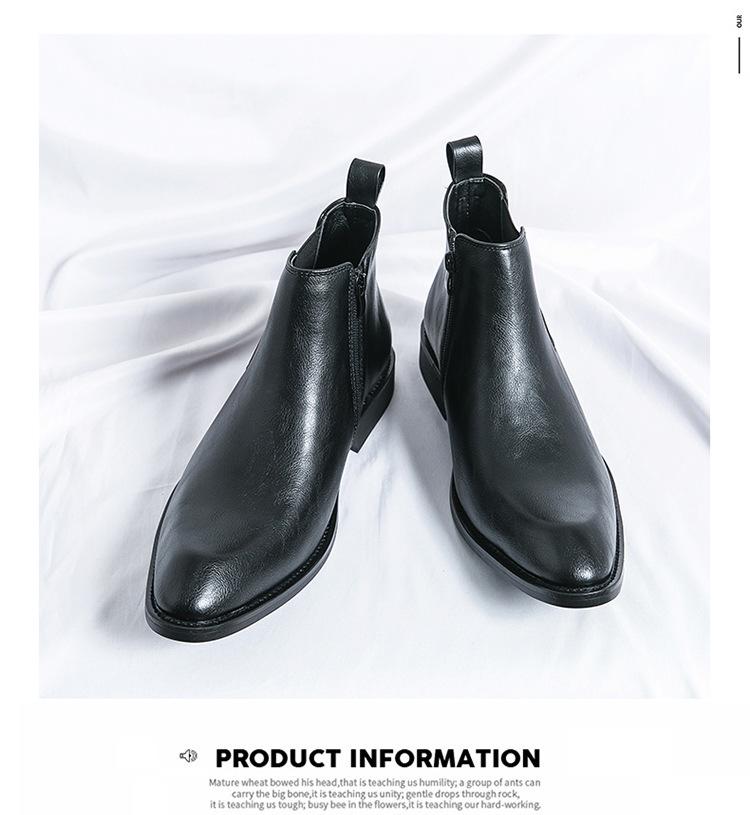 Men's Chelsea Boots: Large Size Retro Leather Pull-on for Autumn/Winter