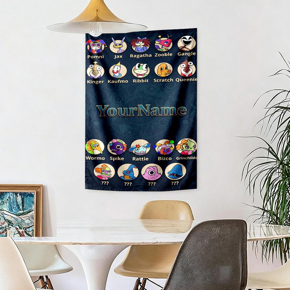 Digital Circus Custom Your Name Wall Decor Tapestry Art For Pet Memorial Birthdaywedding Party Backdrop Family Gift