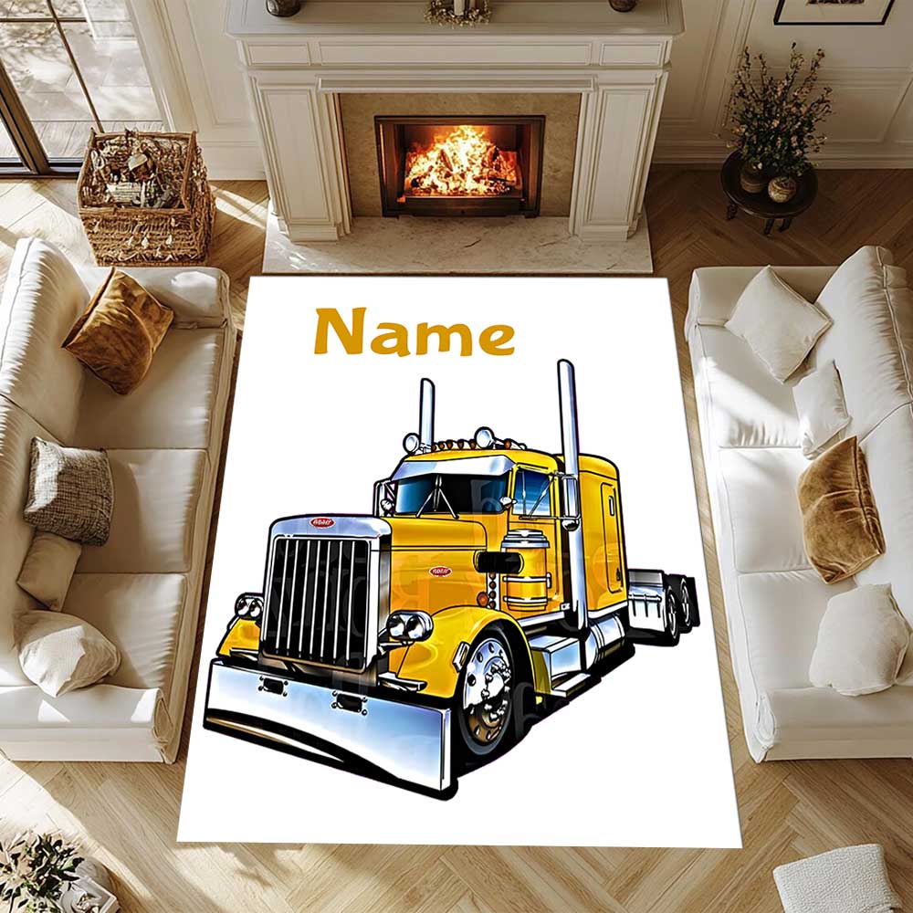 Heavy Trucks Customize your name rug, office chair cushion, home bedroom living room gift.