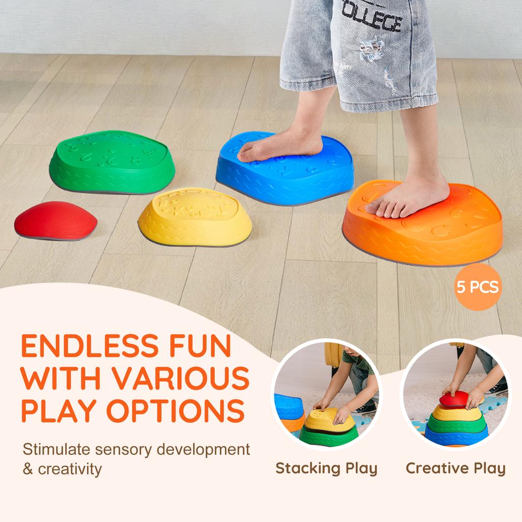 VEVOR 5PCS Balance Stepping Stones Montessori Children Toys Sensory Training Tactile Sensing for Kids Party Social Games