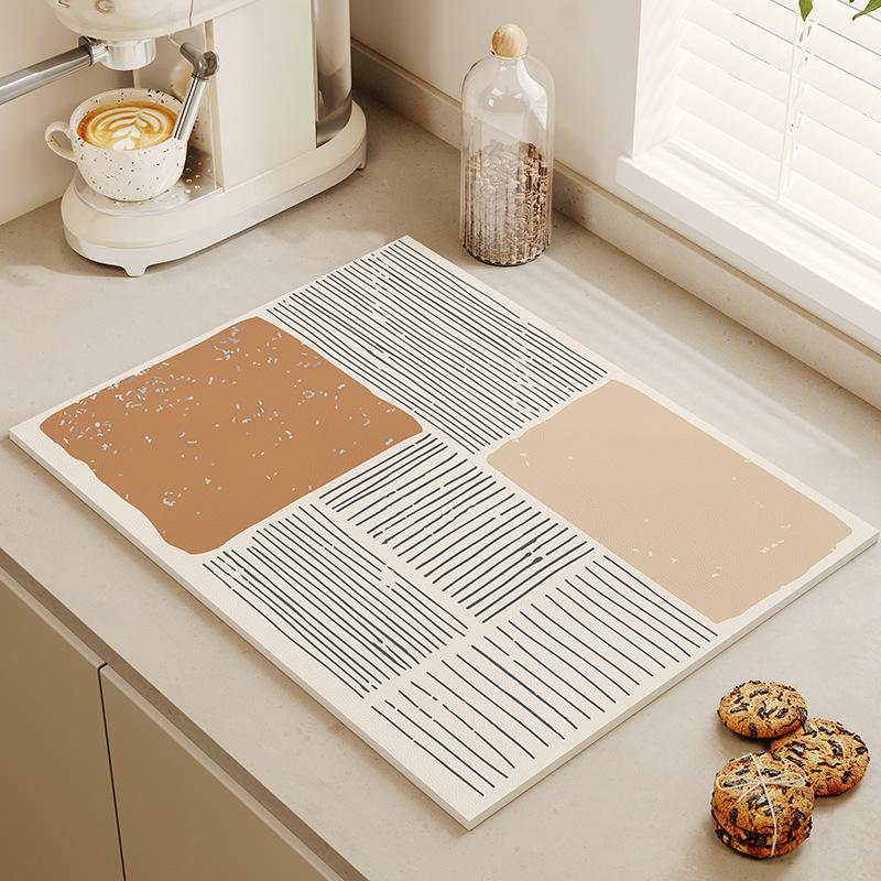 Tableware Drying Mat Soft Drain Pad Non-slip Super Absorbent Wear-resistant Coffee Machine Mat Kitchen Table Courtyard Decor