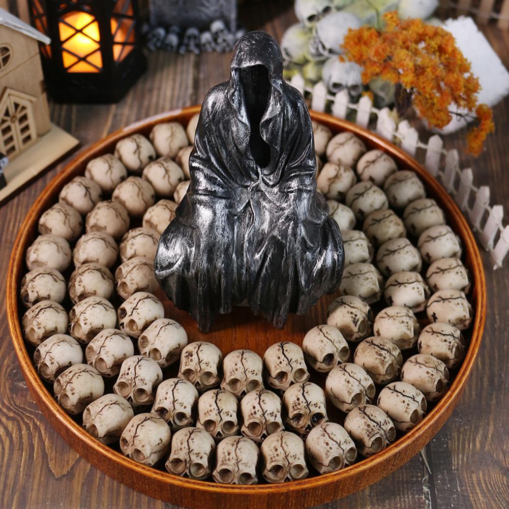 20 Pcs Smiling Skull Miniatures Resin Mini Skull Figurines Planter Decor Skull Ornaments for Home Garden Halloween Decoration