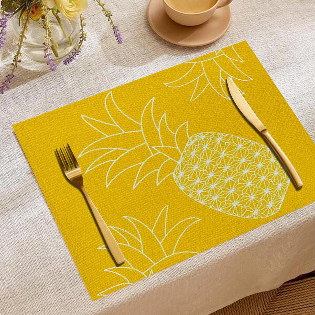 Yellow Minimalist Placemat Linen Insulation No Wash Placemat Heat-resistant Tableware Thermal Insulation Tablecloth
