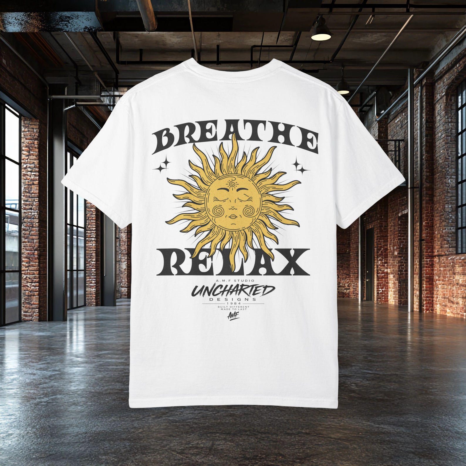 Breathe Relax T shirt, Spiritual Sun Shirt, Meditation Tee, Boho Aesthetic Shirt, Mindfulness Tee, Yoga Shirt, Self Care Gift S