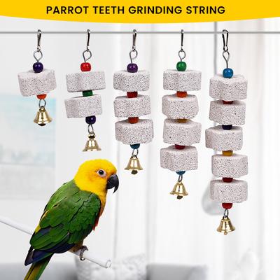 Bird Chewing Toy Parrot Beak Grinding Calcium Stone with Bells Bird Cage Accessories Cage Toys for Rat Hamster Chinchilla Rabbit