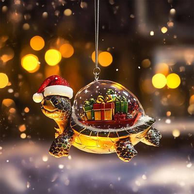 Christmas Ornaments 3D Bulldog/Turtle Christmas Tree Hanging Decorations for Winter Holiday Party Home Decor
