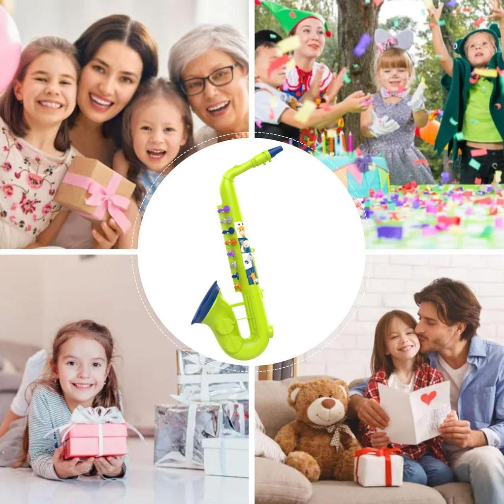 Kids Saxophone Toy 8-Key Educational Musical Instrument Learning Toy for Boys Girls 3+, Home Classroom Preschoolers Students