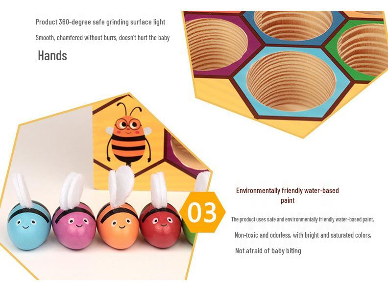 Montessori Wooden Worm Catching Game: Educational Role Play & Color Recognition Toy for Kindergarten