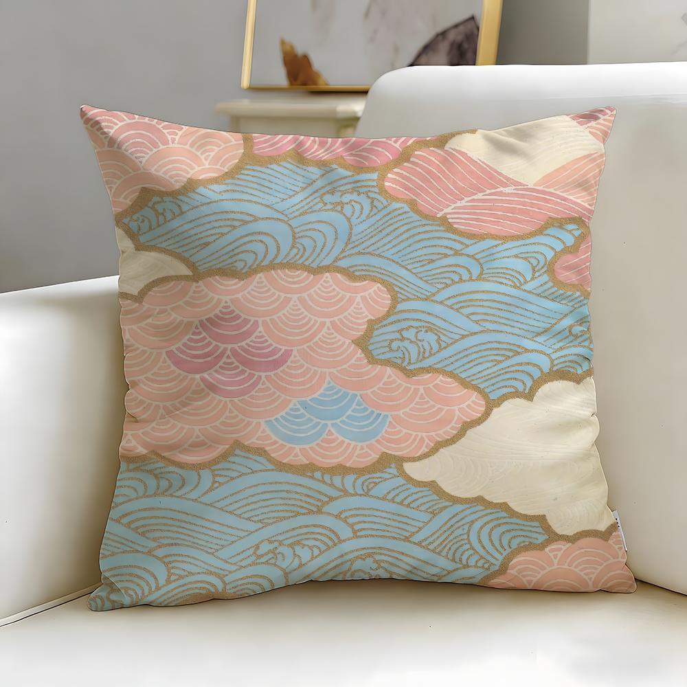 Pattern Japanese Style Pattern Cushion Cover Soft & Easy-Wash Pillow Case – Versatile for Couch, Bed, Travel and Office