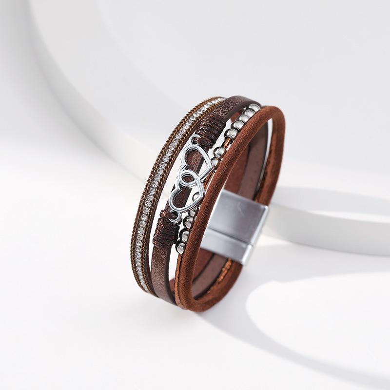 Multi Layer Leather Bracelet for Women Heart Accessories  Stylish Ladies Hand Jewelry Gift