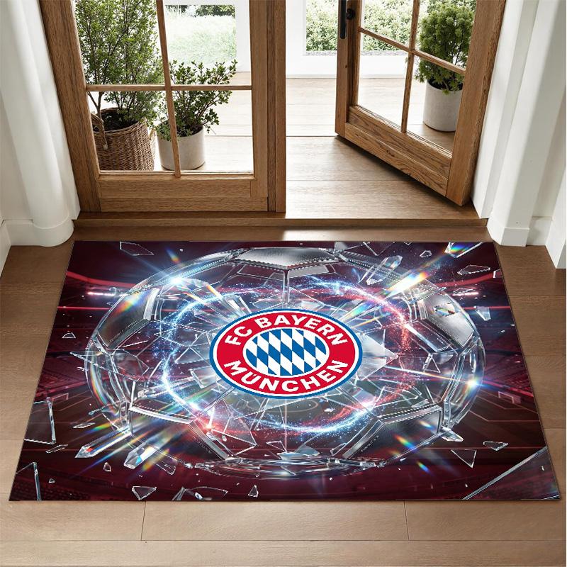 Bayern Munich Design Crystal Velvet Rug Soft Decorative Mat for Bedroom Entrance