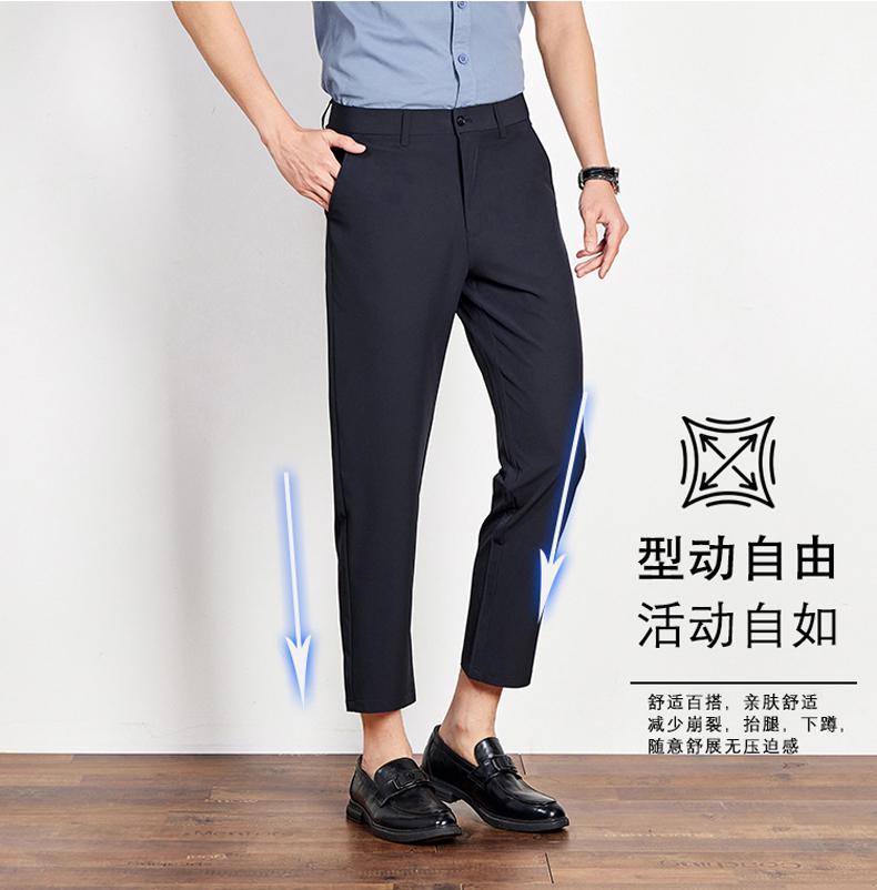 Summer Mulberry Silk Ice Silk Men's Straight Leg Business Casual Cropped Pants